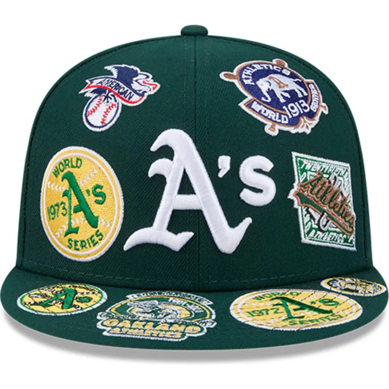 petten-plat-groen-fitted-59fifty-all-over-van-oakland-athletics-mlb-van-new-era