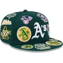 petten-plat-groen-fitted-59fifty-all-over-van-oakland-athletics-mlb-van-new-era