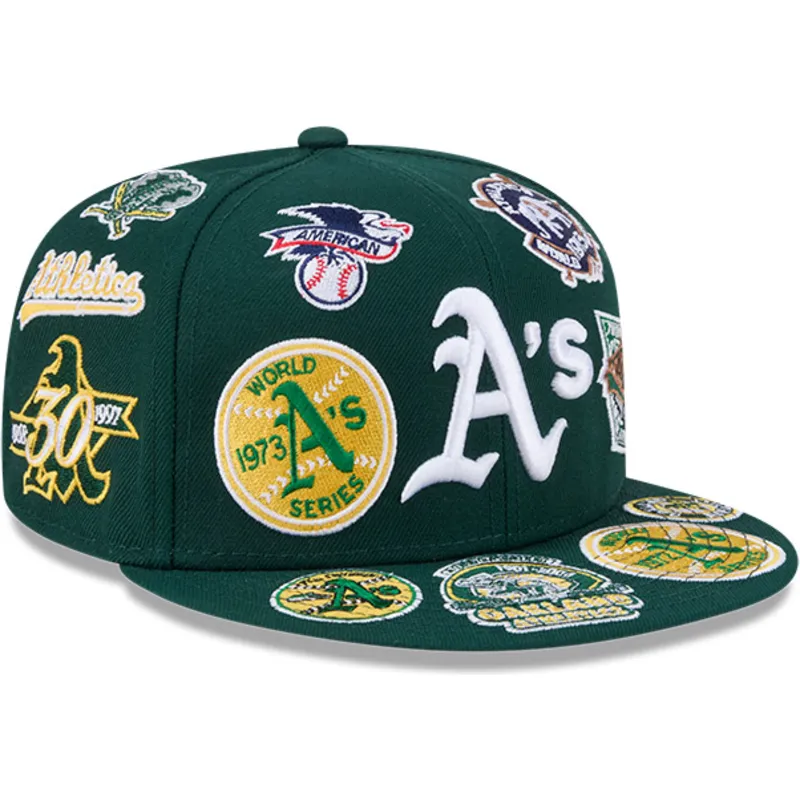 cappello-piatto-verde-regolabile-59fifty-all-over-degli-oakland-athletics-mlb-di-new-era