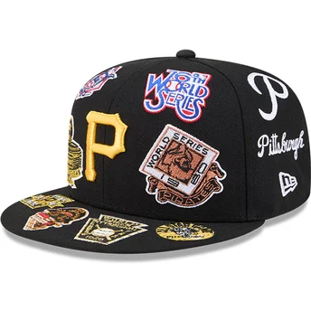 Petten plat zwart aangepast 59FIFTY All Over van Pittsburgh Pirates MLB van New Era