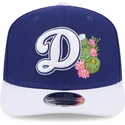blaue-und-weisse-gebogene-snapback-kappe-9seventy-stretch-snap-flower-der-los-angeles-dodgers-mlb-von-new-era