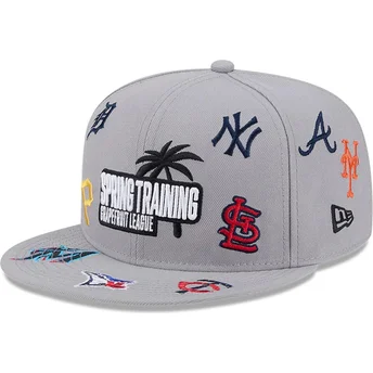 Petten plat grijs snapback 9FIFTY Scattered Grapefruit League van MLB van New Era