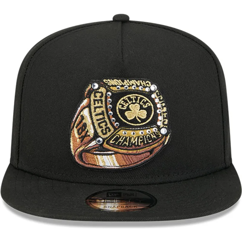 petten-plat-zwart-snapback-9fifty-a-frame-ring-van-boston-celtics-nba-van-new-era
