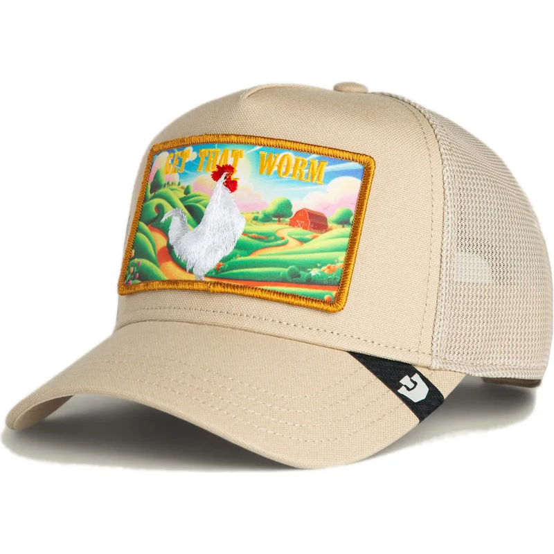 casquette-trucker-beige-coq-get-that-worm-greener-grass-the-farm-goorin-bros