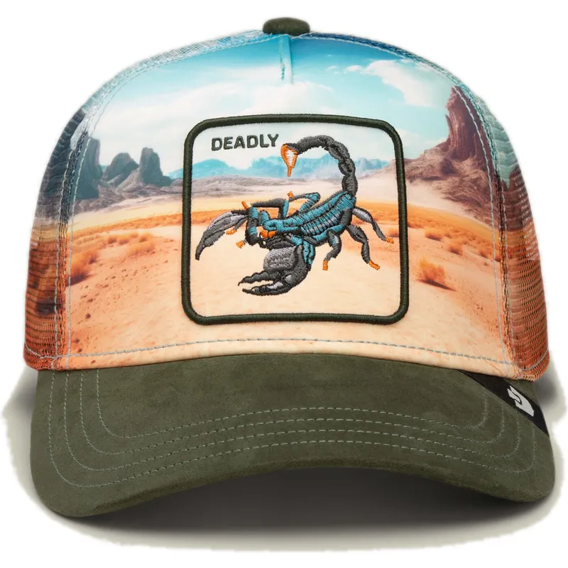 mehrfarbige-trucker-kappe-skorpion-deadly-scorpion-in-the-element-the-farm-von-goorin-bros