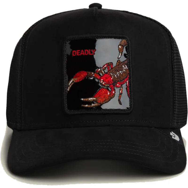 casquette-trucker-noire-scorpion-deadly-black-out-scorpion-metallic-the-farm-goorin-bros
