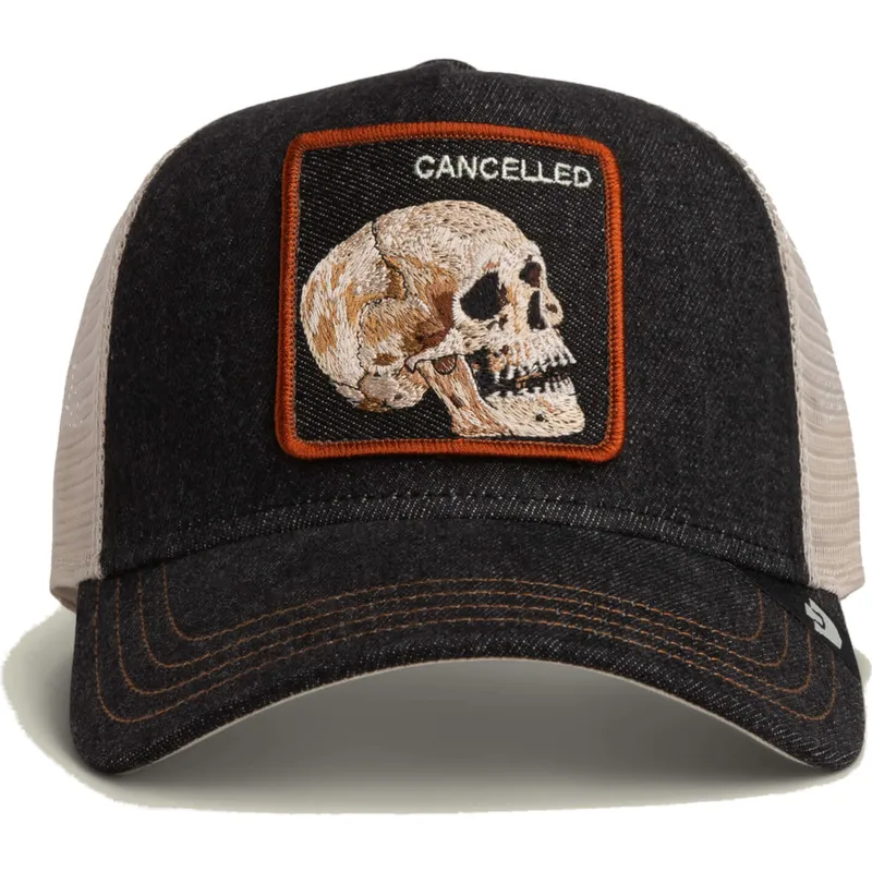 sort-trucker-kasket-med-dodningehoved-cancelled-denim-skull-the-farm-fra-goorin-bros