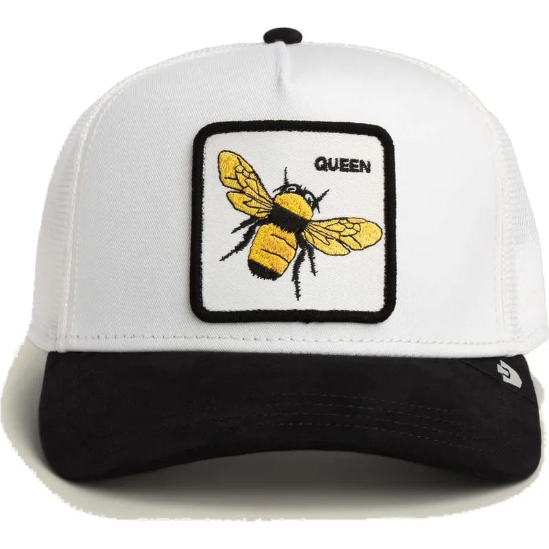 casquette-trucker-blanche-et-noire-abeille-queen-microsuede-bee-the-farm-goorin-bros