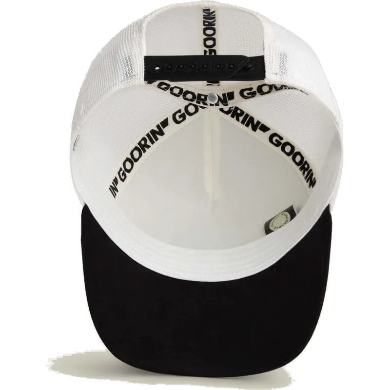 trucker-kasket-hvid-og-sort-bi-queen-microsuede-bee-the-farm-fra-goorin-bros