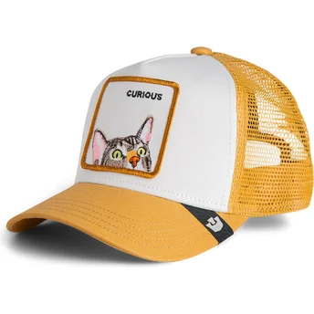 Petten gebogen bruin snapback voor kinderen Curious Cat Mini The Farm van Goorin Bros.
