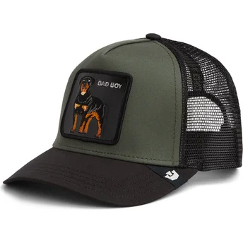 Gorra trucker verde y negra rottweiler Bad Boy The Farm de Goorin Bros.