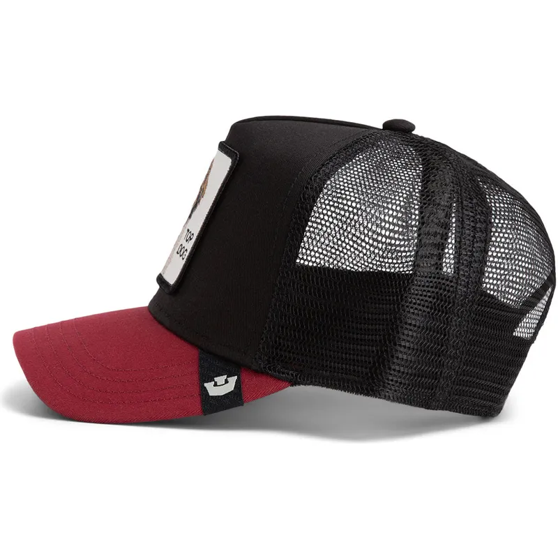 gorra-trucker-negra-y-roja-perro-crush-top-dog-the-farm-de-goorin-bros