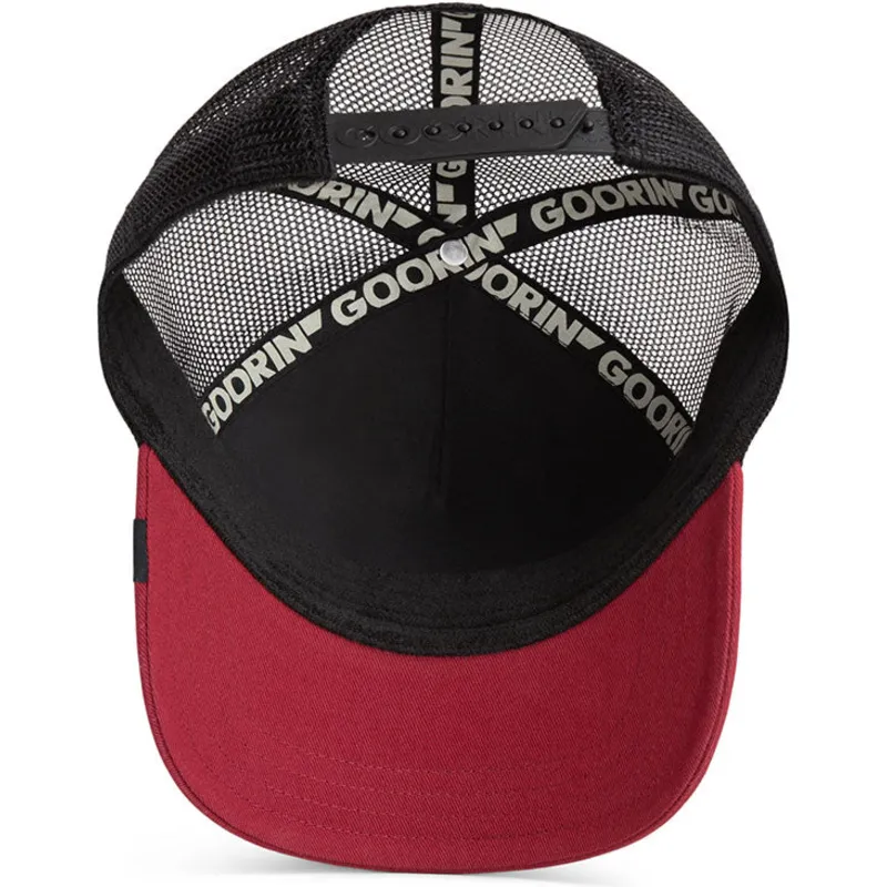 gorra-trucker-negra-y-roja-perro-crush-top-dog-the-farm-de-goorin-bros