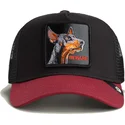 trucker-kasket-sort-og-rod-dobermann-hund-beware-the-farm-fra-goorin-bros