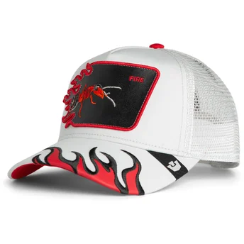 Petten gebogen wit snapback Fire Flames The Farm van Goorin Bros.