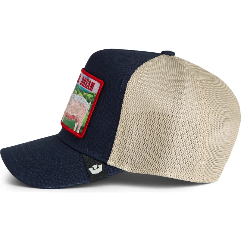 cappellino-trucker-blu-marino-maiale-livin-the-dream-greener-grass-the-farm-di-goorin-bros