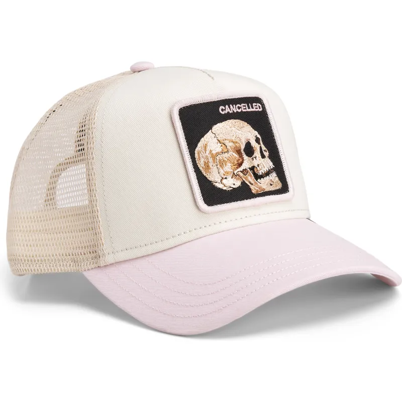 trucker-cap-beige-und-rosa-totenkopf-the-cancelled-skull-whisper-the-farm-von-goorin-bros
