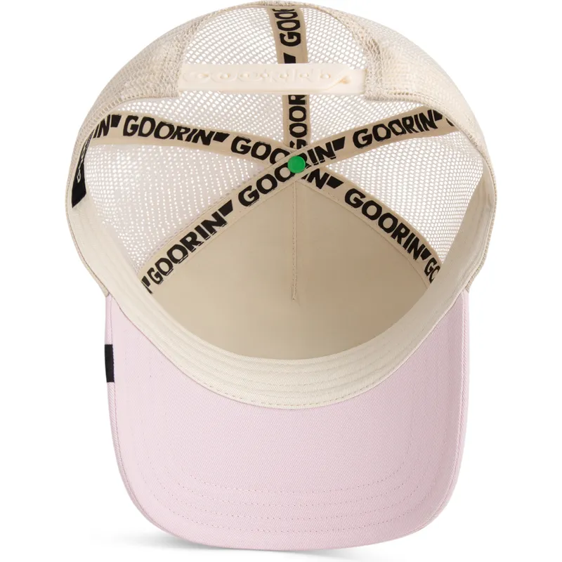 cappellino-trucker-beige-e-rosa-teschio-the-cancelled-skull-whisper-the-farm-di-goorin-bros