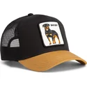 trucker-kasket-sort-og-brun-hund-rottweiler-bad-boy-the-farm-fra-goorin-bros