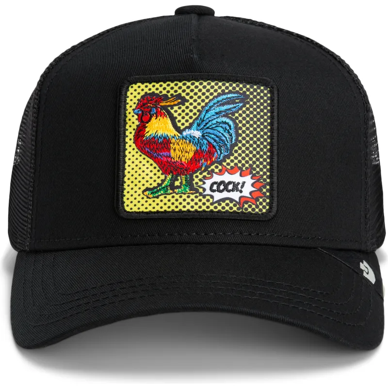 petten-gebogen-zwart-snapback-cock-rooster-pop-art-2-the-farm-van-goorin-bros petten-gebogen-zwart-snapback-cock-rooster-pop-art-2-the-farm-van-goorin-bros