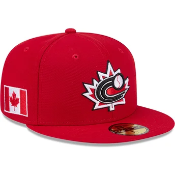 Petten plat rood fitted 59FIFTY Canada 2026 World Baseball Classic van World Baseball Classic van New Era