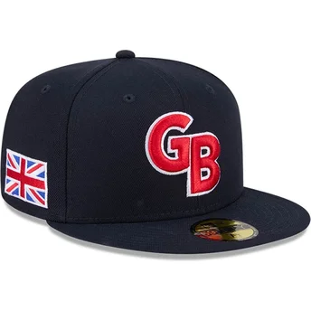 Marinblå platt keps justerad 59FIFTY Great Britain 2026 World Baseball Classic från New Era