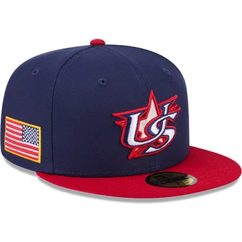 Marinblå och röd platt keps justerbar 59FIFTY USA 2026 World Baseball Classic från New Era