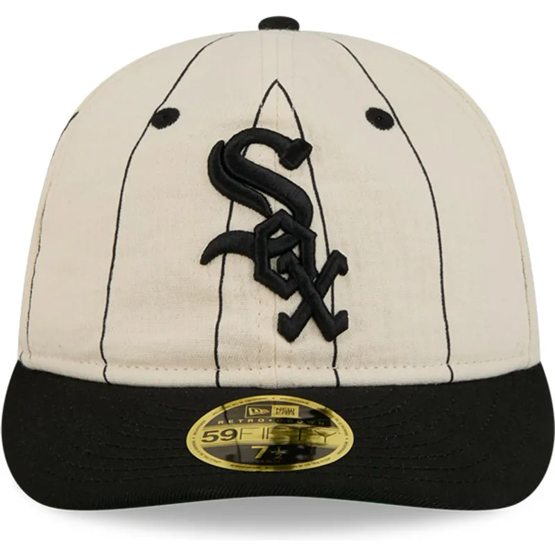 beige-justerbar-flad-kasket-59fifty-retro-crown-linen-fra-chicago-white-sox-mlb-fra-new-era