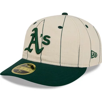 Böjd beige justerad keps 59FIFTY Retro Crown Linen från Oakland Athletics MLB av New Era