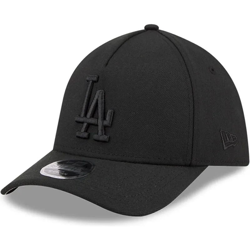 schwarze-gebogene-verstellbare-kappe-mit-schwarzem-logo-39thirty-m-crown-a-frame-der-los-angeles-dodgers-mlb-von-new-era