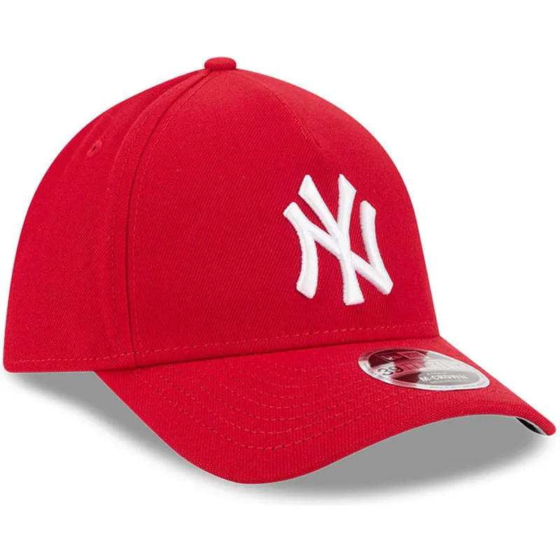 rote-gebogene-verstellbare-kappe-39thirty-m-crown-a-frame-von-new-york-yankees-mlb-von-new-era