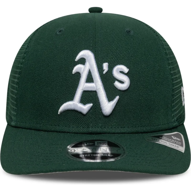 cappellino-trucker-verde-9seventy-stretch-snap-evergreen-di-oakland-athletics-mlb-di-new-era