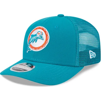 Cappellino trucker blu 9SEVENTY Stretch Snap Evergreen Helmet dei Miami Dolphins NFL di New Era