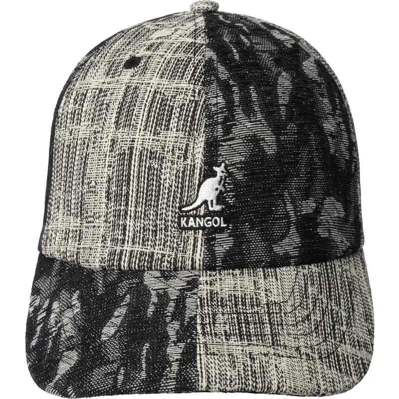 casquette-courbee-noire-ajustable-denim-mashup-black-topstitch-kangol