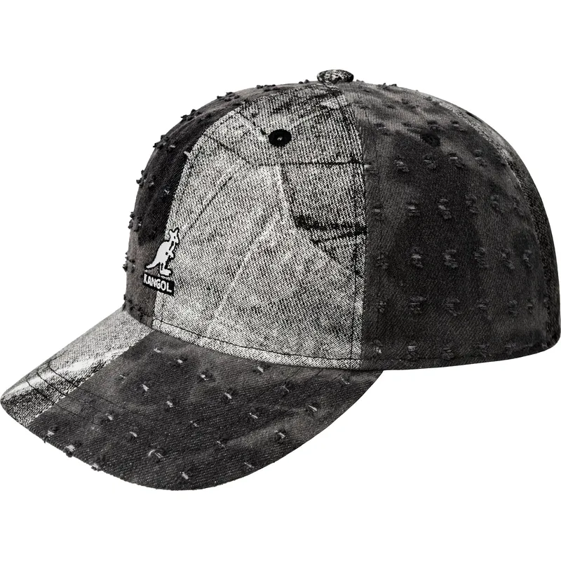 petten-gebogen-zwart-verstelbaar-denim-mashup-black-trompe-l-oeil-van-kangol