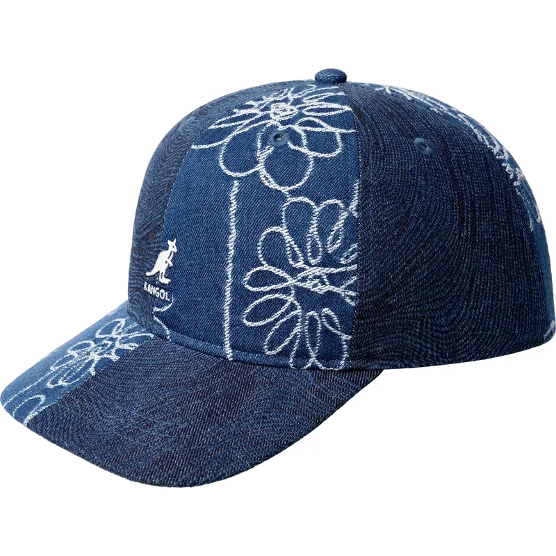 justerbar-marinebla-buet-kasket-denim-mashup-medium-blue-floral-fra-kangol