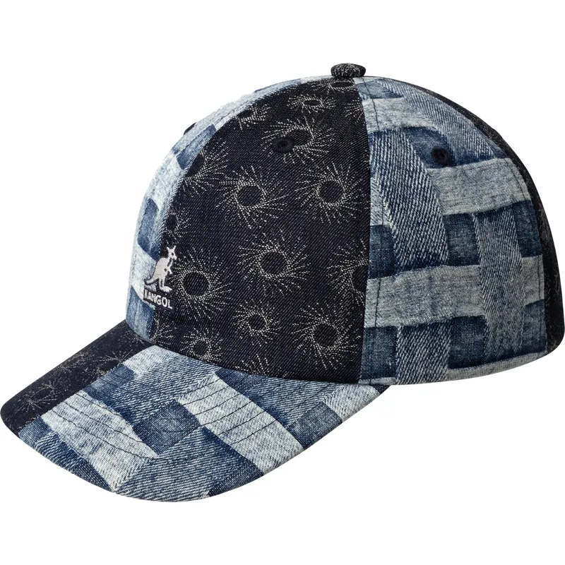 justerbar-bla-buet-kasket-denim-mashup-blue-picnic-fra-kangol