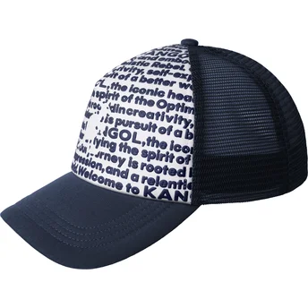 Petten gebogen marineblauw snapback Fine Print van Kangol