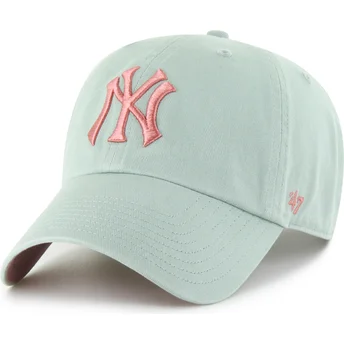 Casquette courbée verte ajustable avec logo rose Clean Up Ballpark New York Yankees MLB 47 Brand