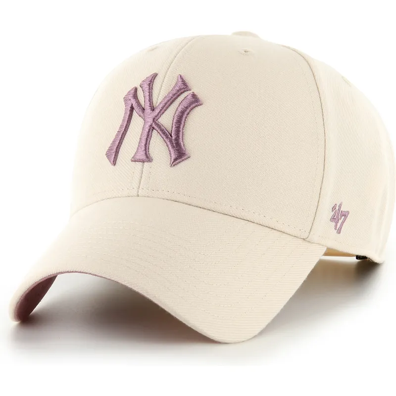 bezowa-czapka-z-daszkiem-snapback-z-fioletowym-logo-mvp-ballpark-new-york-yankees-mlb-od-47-brand