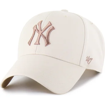 Beige buet kasket snapback med brunt logo MVP Ballpark fra New York Yankees MLB fra 47 Brand