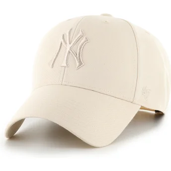 Cappellino curvo beige snapback con logo beige MVP Ballpark di New York Yankees MLB di 47 Brand