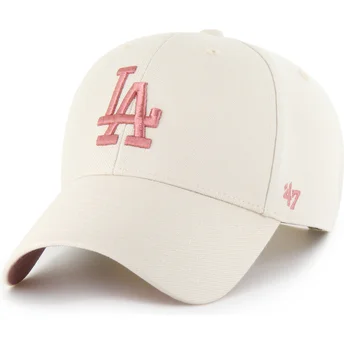Beige buet kasket snapback med lyserødt logo MVP Ballpark fra Los Angeles Dodgers MLB fra 47 Brand