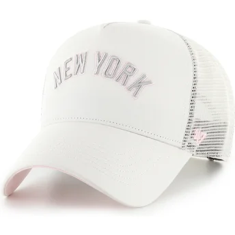Petten gebogen beige snapback rosa Offside DT Soft Glow Script van New York Yankees MLB van 47 Brand