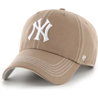 Petten gebogen bruin verstelbare band Clean Up Contrast Stitch van New York Yankees MLB van 47 Brand