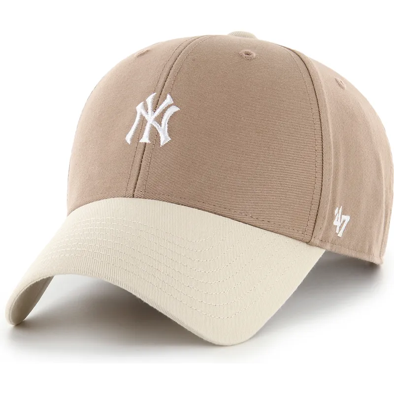 cappellino-curvo-marrone-regolabile-mvp-base-runner-two-tone-legend-di-new-york-yankees-mlb-di-47-brand