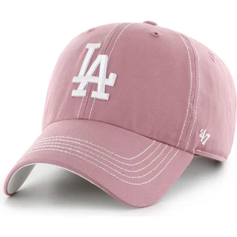 Petten gebogen roze verstelbaar Clean Up Contrast Stitch van Los Angeles Dodgers MLB van 47 Brand