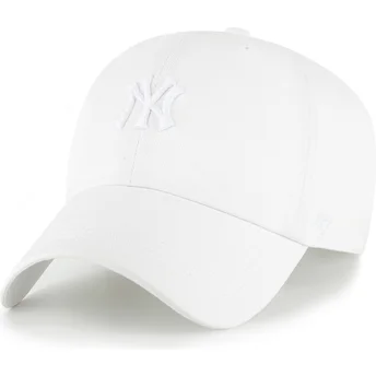 Vit justerbar kurvad keps med vitt Clean Up Contemporary Two Tone-logotyp från New York Yankees MLB av 47 Brand
