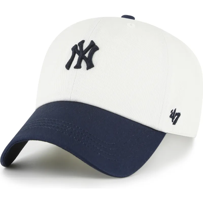 cappellino-curvo-beige-e-blu-marino-regolabile-clean-up-contemporary-two-tone-dei-new-york-yankees-mlb-di-47-brand