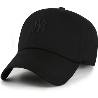 Sort justerbar curved kasket med sort logo Clean Up Contemporary Two Tone fra New York Yankees MLB fra 47 Brand